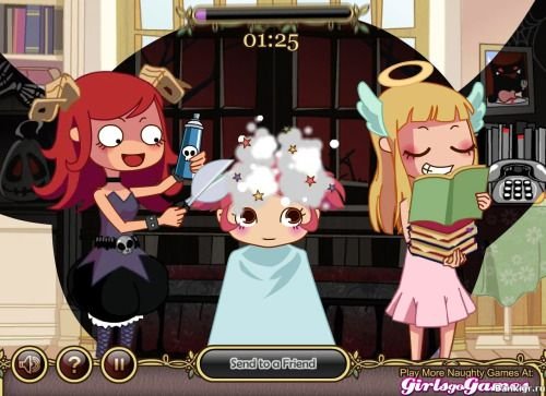 RexelleRainbow's tweet photo. @HonorRoller0831 @Pirat_Nation Reminds me of Devilish Hairdresser. A game about sabotaging customer's haircut. https://t.co/ZmsO4F4XmK