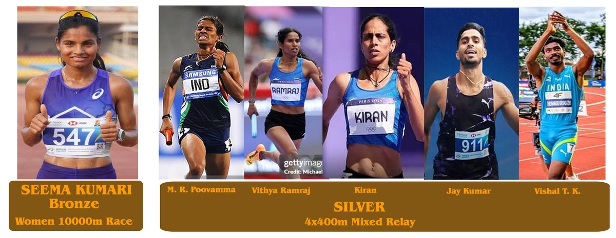 KIITUniversity's tweet photo. A proud day for us at KIIT as our student-athletes brought home two medals for India at the 20th Asian Games, Aichi-Nagoya 2026: one Silver and one Bronze!

Seema Kumari secured the Bronze Medal in the Women’s 10,000m Race with an impressive time of 32:50.05.

We also made a significant contribution to India’s Silver Medal-winning 4x400m Mixed Relay Team, with five of the six team members being our students: M. R. Poovamma, Vishal T. K., Vithya R., Jay Kumar and Kiran.

With 54 of our student-athletes representing India across multiple sporting disciplines, we continue to carry the spirit of KIIT to the international stage.

We congratulate our champions on this outstanding achievement and wish all our athletes competing in the days ahead the very best.