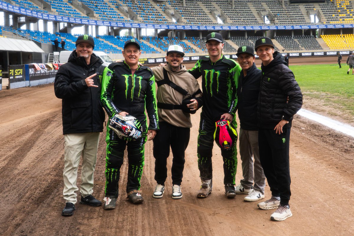 SpeedwayGP's tweet photo. We welcomed Isle of Man TT winners John McGuinness and Davey Todd to Torun today to spin some laps 🙌

It's safe to say they had a LOT of fun, thanks as always to our partner Monster Energy 💪

#SGP https://t.co/wkGR4hGRyr
