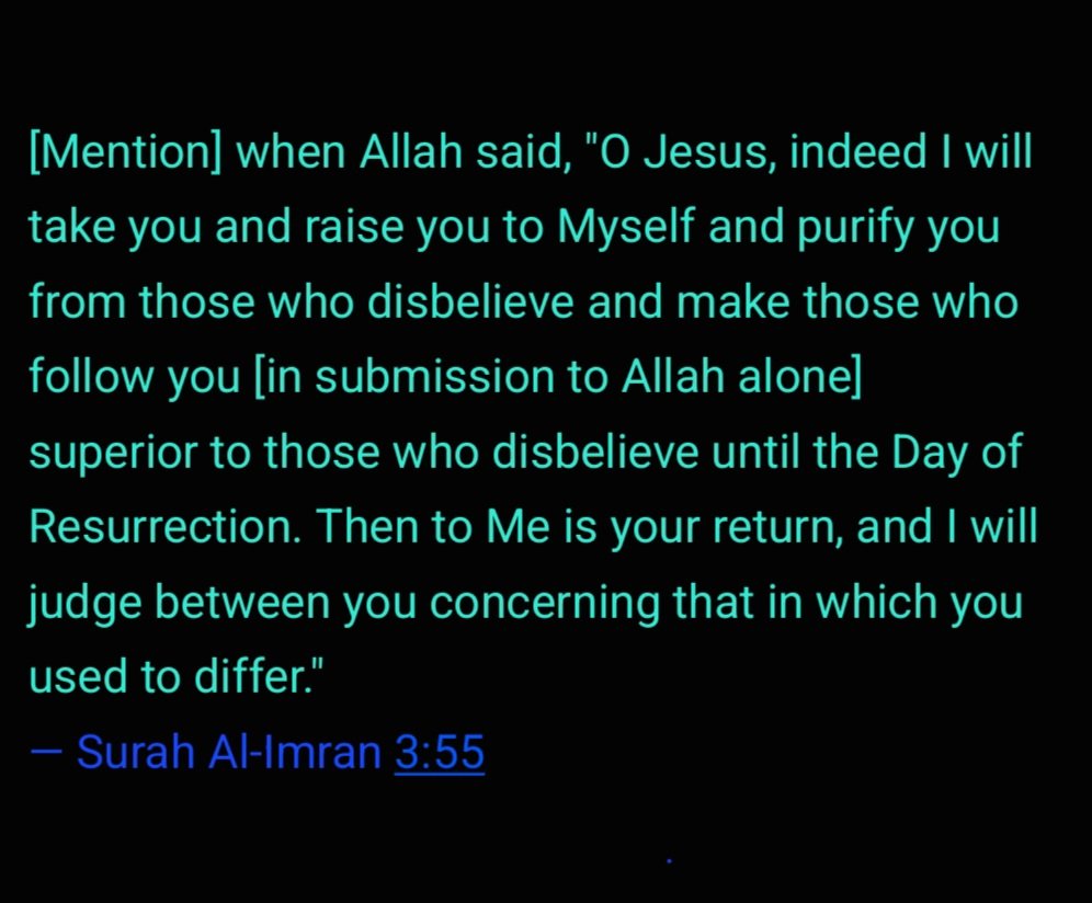 SAlamZaman27099's tweet photo. #Quran
And as for those who disbelieved, I will punish them with a severe punishment in this world and the Hereafter, and they will have no helpers.
— Surah Al-Imran 3:56
#Quran #AlImran #Isa https://t.co/hoYqhgLEiK