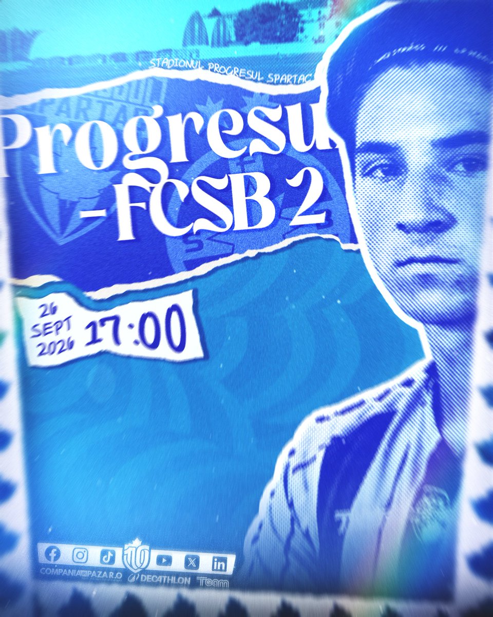 progresul1944's tweet photo. 🇳🇮 În 24 de ore, bleu-albaștrii se vor afla în Intrarea Vrabiei, unde va avea loc fluierul de start al unei noi partide din Liga a 3-a, împotriva celor de la FCSB 2! 🇳🇮

👉 Liga a 3-a - Etapa a 6-a 👈
🗓️ Sâmbătă, 26 Septembrie 2026, ora 17:00

💙Multă baftă băieți! Tot înainte!💙 https://t.co/LEr9zzENu0