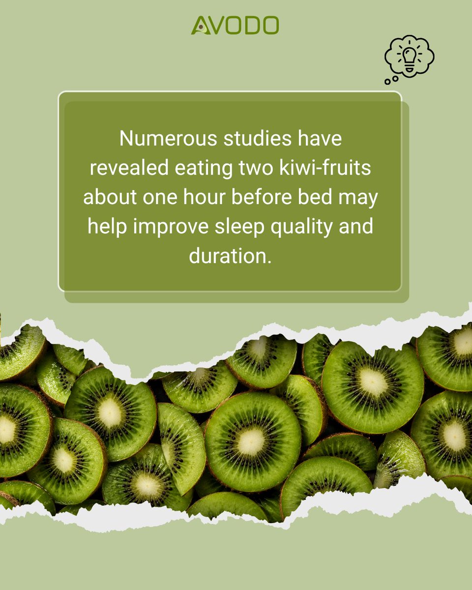 avodoai's tweet photo. KIWI BEFORE SLEEP?
Numerous studies suggest it may help with sleep quality and duration.
Would you give it a try? Don't forget to log it on Avodo.

#Avodo #HealthyEating #WellnessJourney #FoodTracking #HealthyLifestyle https://t.co/pyAkC0aLaJ