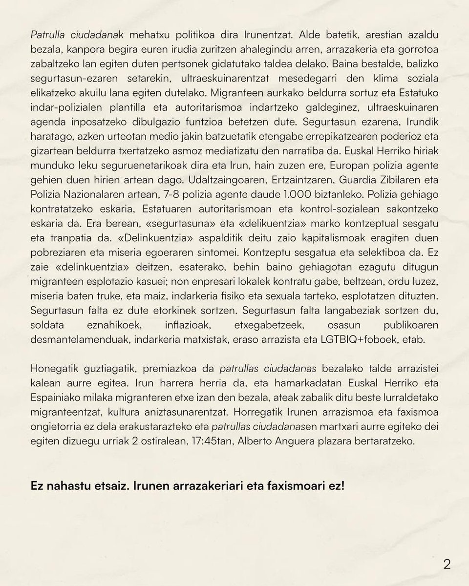 union1915fans's tweet photo. Ez nahastu etsaiz! Irunen arrazakeriari EZ! https://t.co/f4mtZ9aGOW