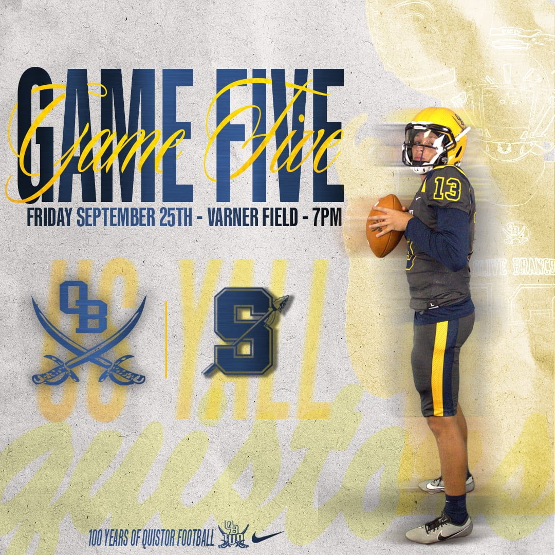 OB_football's tweet photo. 🚨🏈 WEEK 5
🗓️: This Friday, September 25th
⏱️: 7:00pm
🏟️: Varner Field 
❌: Senatobia High School 
 #RTP 🔵⚔️🟡 https://t.co/MXqBkBwpkD