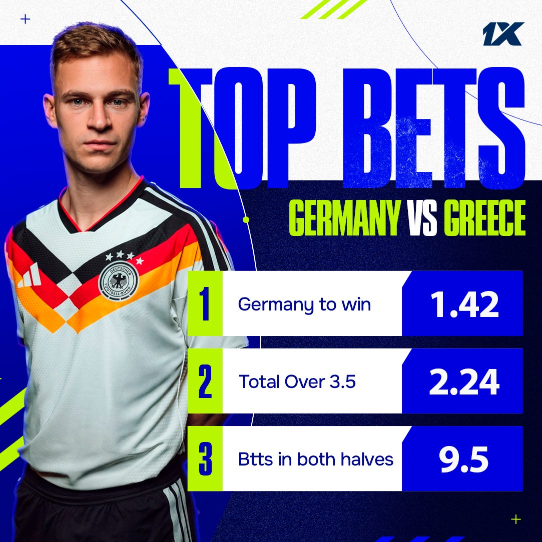 1xBet_Eng's tweet photo. ANOTHER MATCH TO WATCH! 🏆

🇩🇪 Germany vs Greece 🇬🇷

Explore all the markets on 1xBet and make your move!
https://t.co/oTci2NMnsf https://t.co/j7icMtLt2P