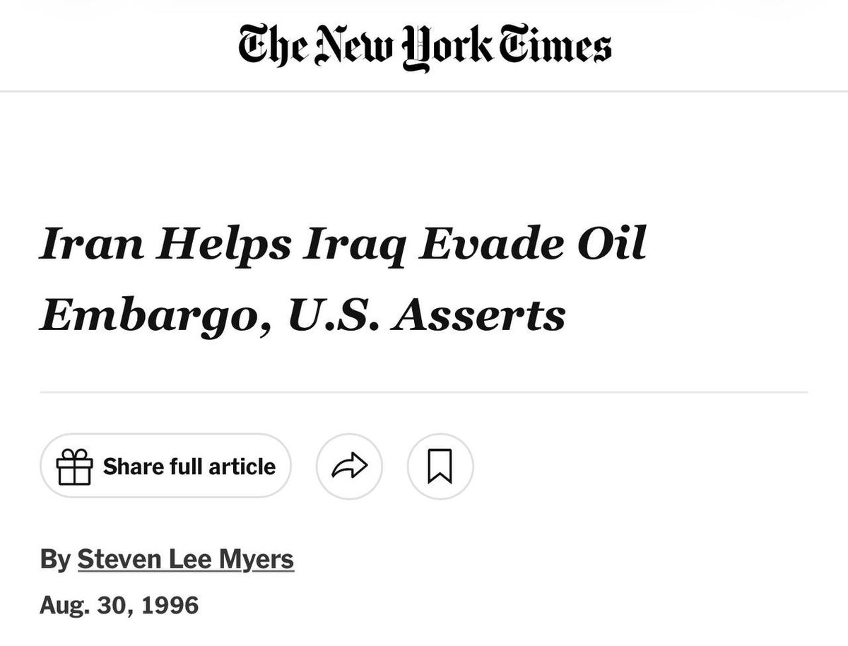 pujynr's tweet photo. بتقنية الـ VAR 

تقرير لجريدة نيويورك تايمز عام  1996 عنوانه: ايران تساعد العراق في تجاوز الحظر على تصدير النفط.

 "وهل جزاء الإحسان الا الاحسان"
#مع_المسلمين_ضد_امريكا https://t.co/WDcnfhegOQ