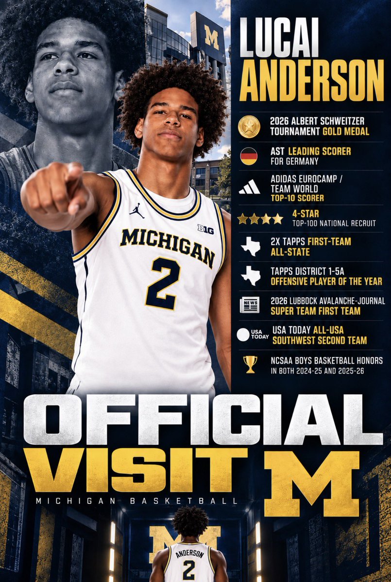 itsAntWright's tweet photo. IMG Top 100 4-star 6’5” Guard Lucai Anderson is visiting Michigan this weekend

He’s the younger brother of 1st rd pick Christian Anderson who has created his own NBA Draft buzz over the last year https://t.co/y4hiJWhhfK