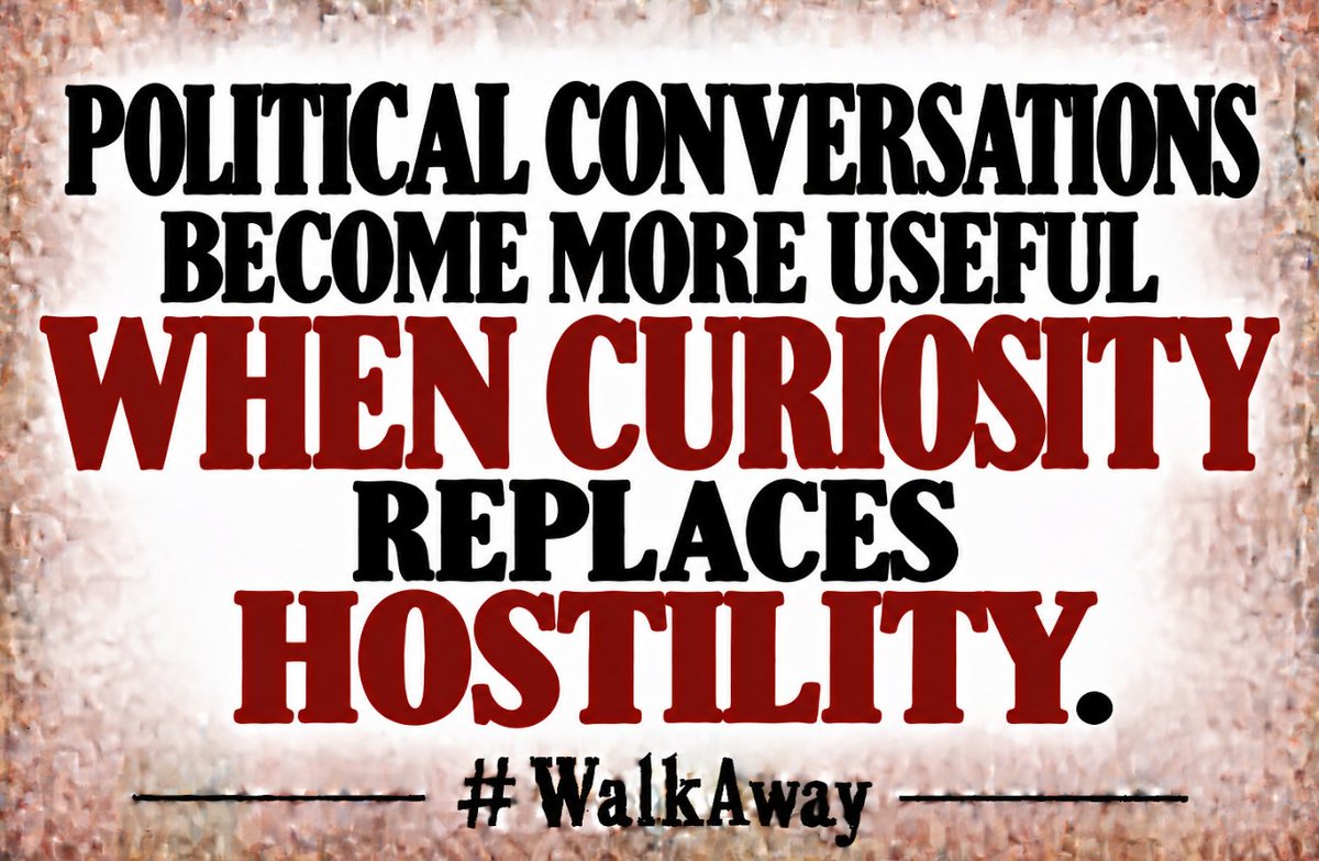 RealWalkAway's tweet photo. Political conversations become more useful when curiosity replaces hostility
Listening to understand, rather than simply to respond, creates room for thoughtful questions, respectful disagreement, and genuine dialogue.
#WalkAway https://t.co/6ESZ3IxCM8
