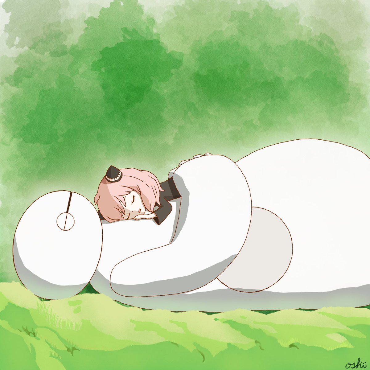 oshi_nobi_x's tweet photo. リ���エスト絵「アーニャとベイマックス」
#イラスト https://t.co/3yUQesErAU