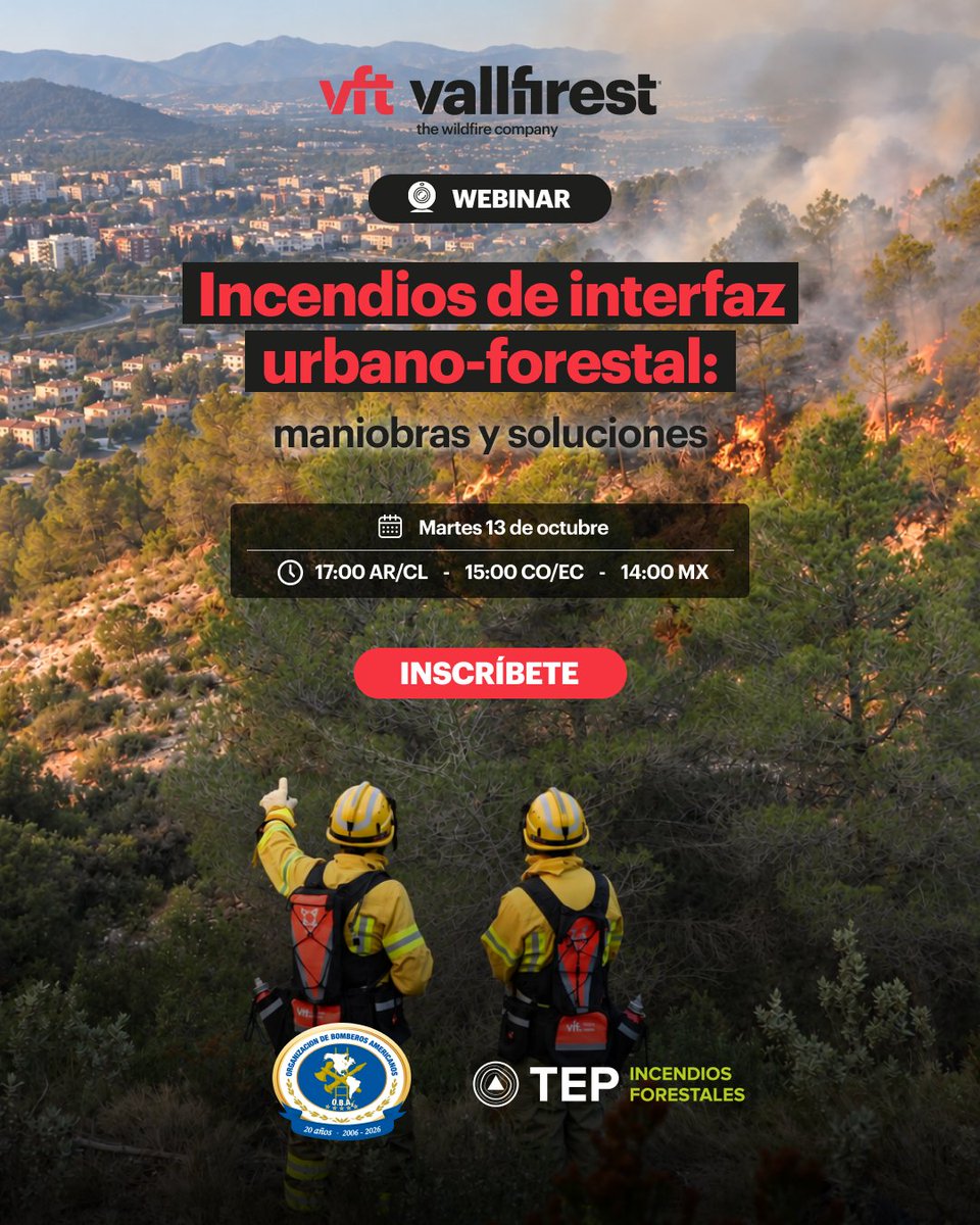 emerprogram's tweet photo. 🔥 Nuevo webinar: “Incendios de interfaz urbano-forestal: maniobras y soluciones” https://t.co/WiteAuZAMB