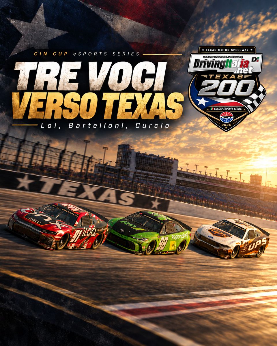 cin_cup's tweet photo. 🎙️ Tre piloti. Tre modi completamente diversi di arrivare a Texas.
👉 https://t.co/dK8AMrpufO
Lunedì sarà la pista a dirci chi aveva letto meglio il Texas.
#CINCupESportsSeries #Texas240 #DrivingItaliaNet #CristianLoi #FrancescoBartelloni #GiuseppeCurcio #iRacing #SimRacing https://t.co/prMK2wdhMt