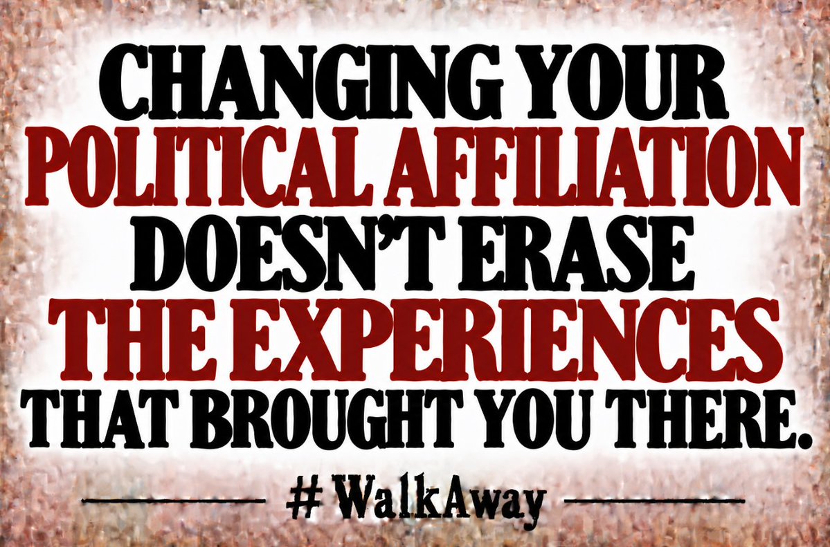 RealWalkAway's tweet photo. Changing your political affiliation doesnโt erase the experiences that brought you there.
Every political journey has a history, and changing direction can reflect new experiences, priorities, and perspectives.
#WalkAway https://t.co/PdG4k8HEak