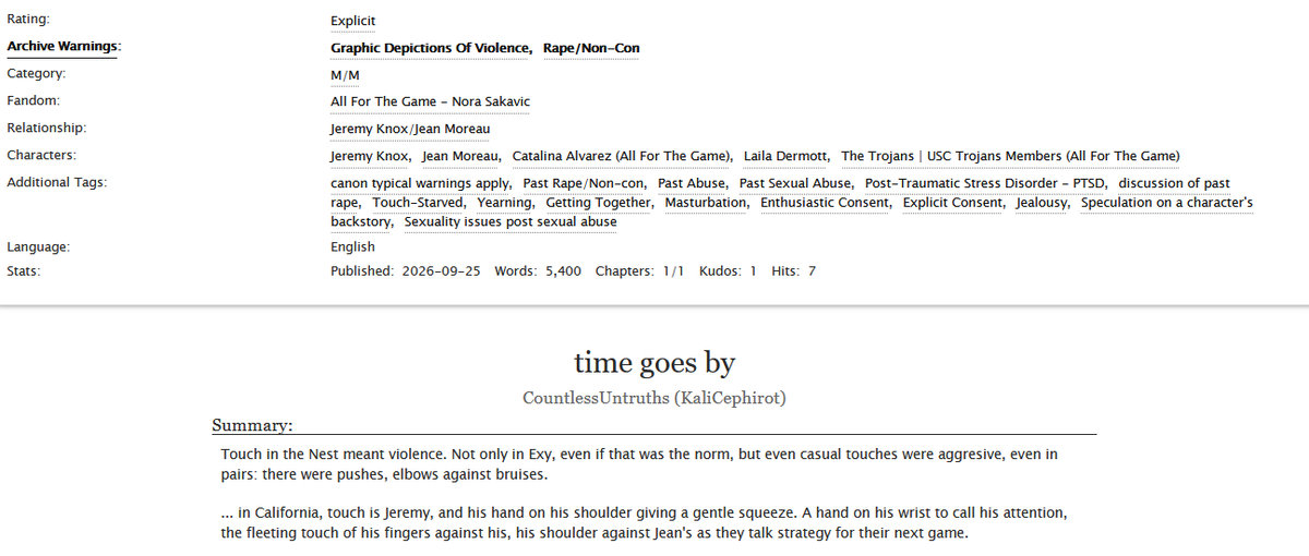 AlliraDreams's tweet photo. time goes by by CountlessUntruths (KaliCephirot) - All For The Game - Nora Sakavic https://t.co/T4g1eJT7X9 a través de @ao3org 
#aftg #jerejean #jeremyknox #jeanmoreau https://t.co/ss613pAsb6