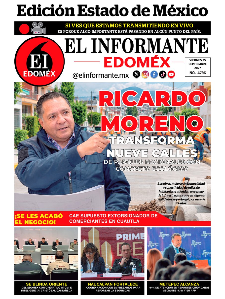 ElInformanteMX's tweet photo. #Portadas de nuestras #Ediciones #Nacional y #EstadoDeMéxico. Viernes 25 de Septiembre del 2026.
Nuestra #EdiciónDigital aquí ↓
https://t.co/lBY62hHxhZ https://t.co/8OEfs6x3Oy