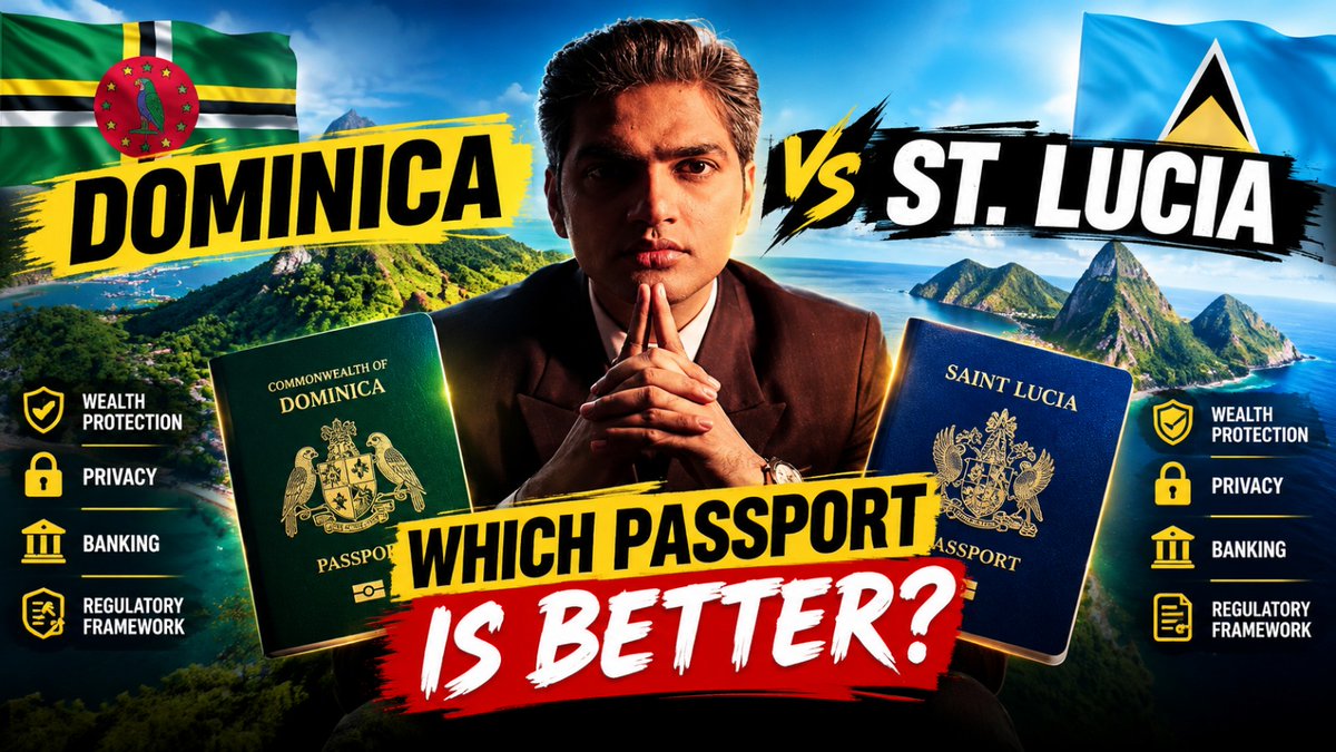 capulkitgupta's tweet photo. 🇩🇲 Dominica vs 🇱🇨 St. Lucia — Which Passport Makes More Sense?

A second passport is not just about visa-free travel.

For HNIs and entrepreneurs, the bigger questions are:
🔹 Wealth protection
🔹 Privacy
🔹 Banking access
🔹 Regulatory framework
🔹 Long-term global mobilityBut between Dominica and St. Lucia, the differences matter.

I’ve broken down the key factors in my new video — so you can understand what actually matters before choosing a citizenship route.

🎥 Watch the full video and make an informed decision.
(https://t.co/YLV6x4vHS1)

#Dominica #StLucia #CitizenshipByInvestment