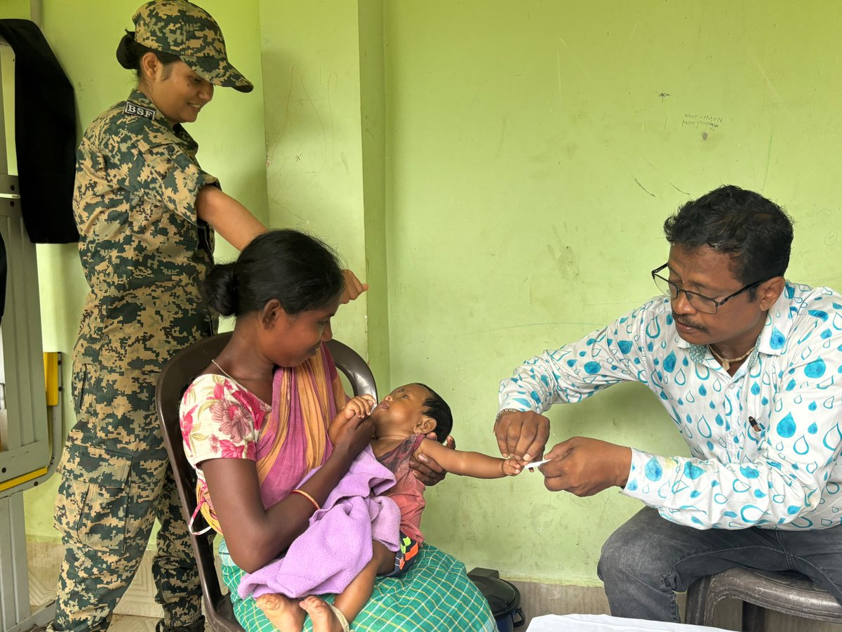 BSFODISHA's tweet photo. Free Medical Camp 
COB Bodigetta,103 Bn BSF organized a Medical Camp on 23 Sept 2026 under supervision of Dr Sagarika, Kalimela Hospital. Gagan Sharma, AC &amp; his team provided the Adm support. 110 villagers were screened for Malaria/Dengue, medicines distributed
#BSF
#BSFOdisha🛞 https://t.co/qt9AhZdaey