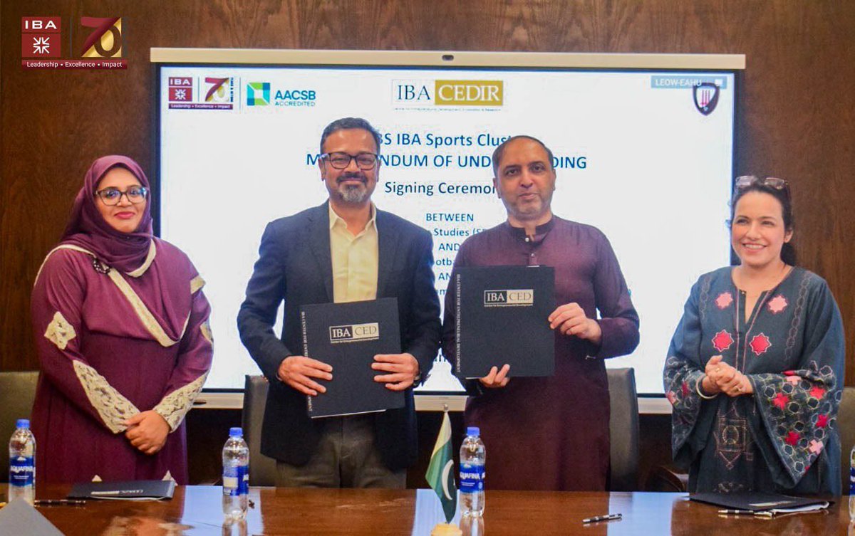 ibakhiofficial's tweet photo. Strengthening Collaboration through Sport Industry Linkage 

IBA signed an MoU with KUFootball, establishing a framework for collaboration and future initiatives.
The partnership brings together entrepreneurship and sports, creating avenues for meaningful engagement, knowledge exchange, and collaboration, arranged by the IBA School of Business Studies (SBS) and IBA-CEDIR.

#IBAKarachi #SBS #CEDIR #KUFootball #MoU #Entrepreneurship #Sports #Leadership #Excellence #Impact