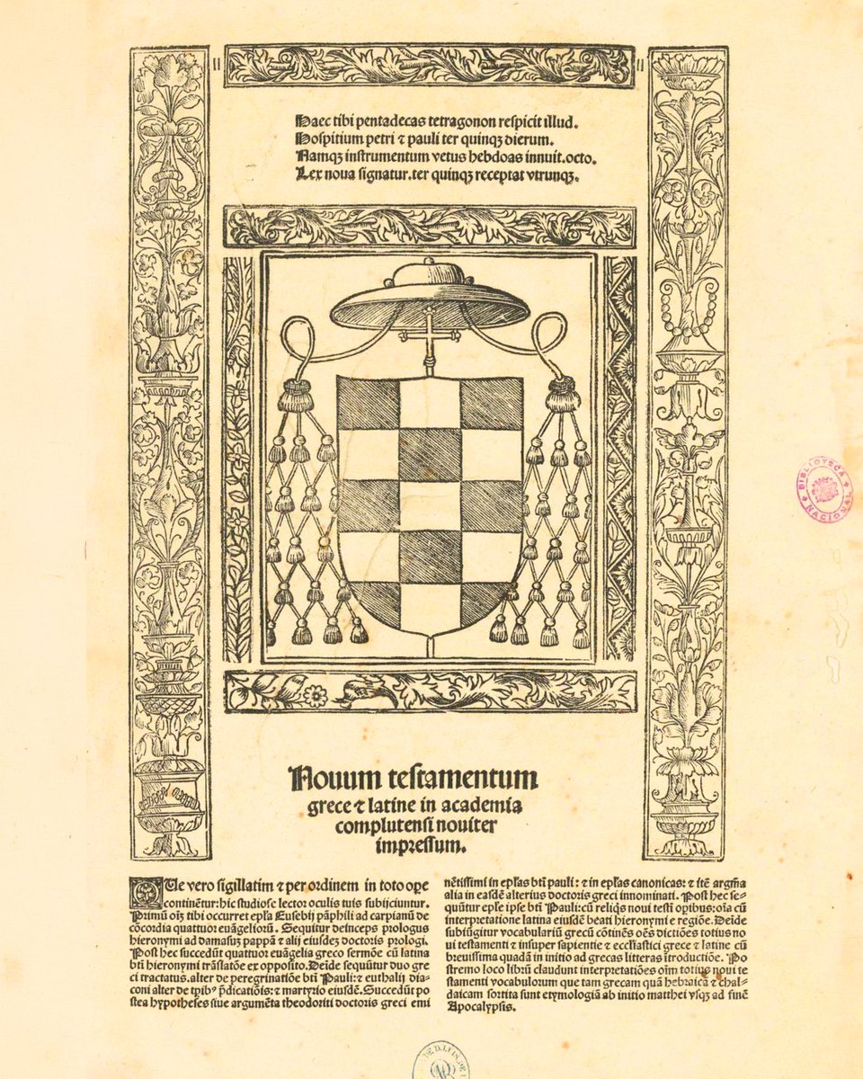 BNE_biblioteca's tweet photo. 📚 Hoy celebramos el #DíaEuropeodelasLenguas con la Biblia Políglota Complutense, una de las grandes empresas editoriales del siglo XVI. Coordinada por  Cisneros, se imprimió en Alcalá entre 1514 y 1517 con textos en latín, griego, hebreo y arameo.
🔗https://t.co/pgNBGjvhmR https://t.co/KNUn0HRJtW