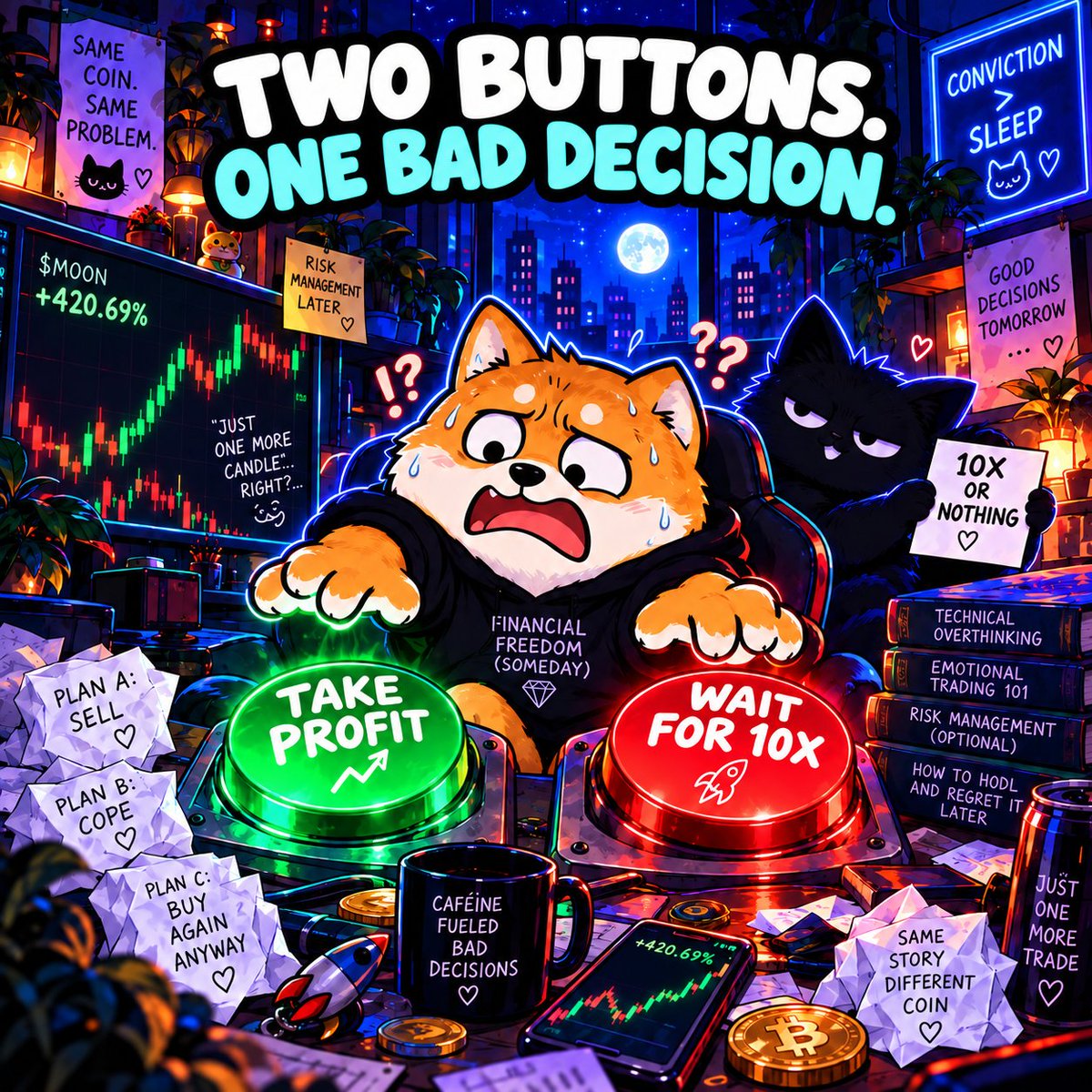 SleepyCatHQ's tweet photo. Two buttons.
Zero discipline.
One terrible decision loading… 😼

#SleepyCat #CatMemes #StillBuilding #MemeCoin #Raydium #CryptoMeme #Web3Memes #SleepyMode #CryptoTwitter #Memes #Degens #SleepyVibes #memecoin1000X #solanatoken #SolanaAirdrops #cryptocurrency https://t.co/V1cSnHxDA5