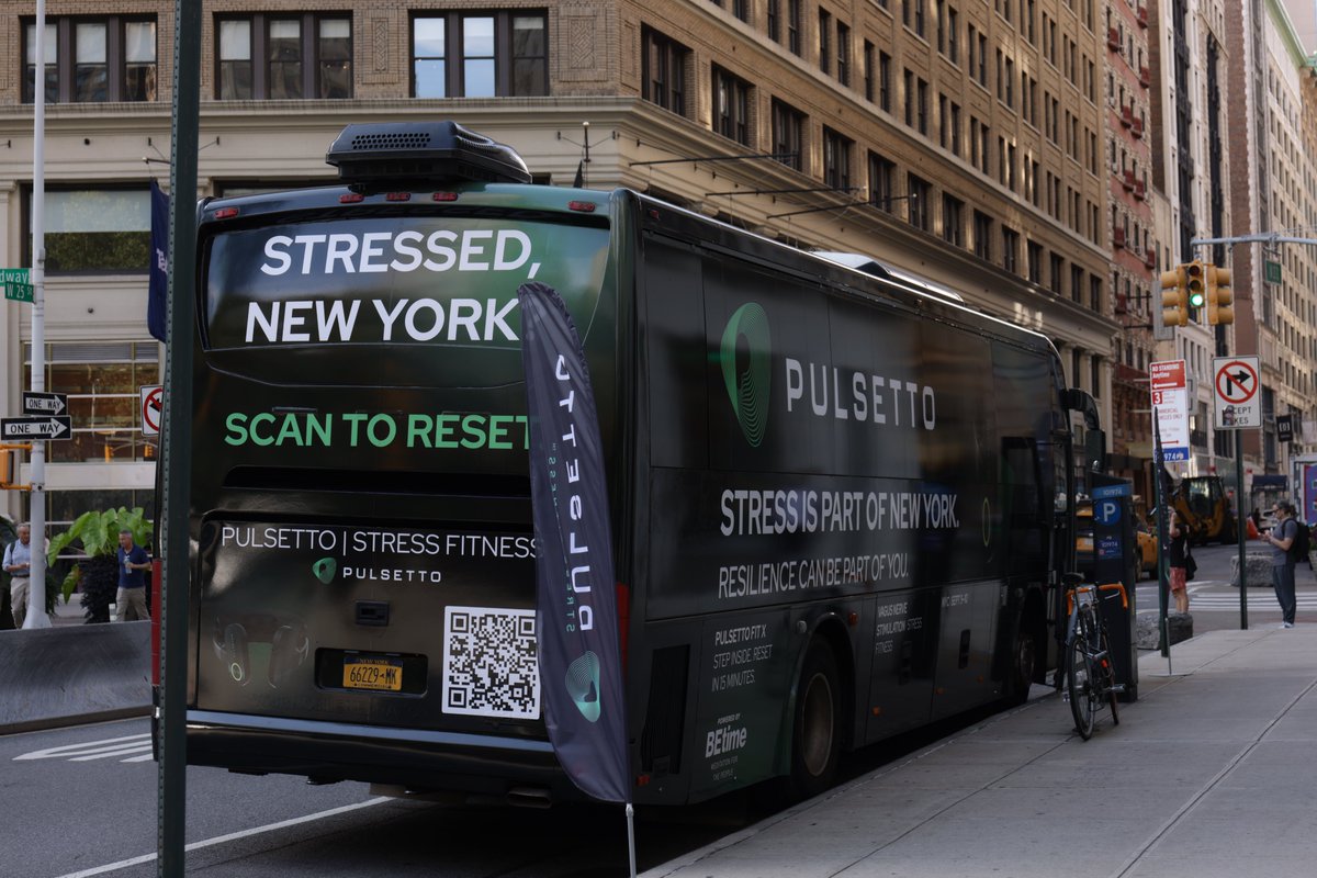 Pulsettotech's tweet photo. We want people to experience Pulsetto, not scroll past it.

So we took FIT X to the streets of Manhattan.

Two days. Three locations. One Recovery Bus. New Yorkers tried vagus nerve stimulation and met the team behind it.

Where should we pull up next?

FIT X is now available in the US.