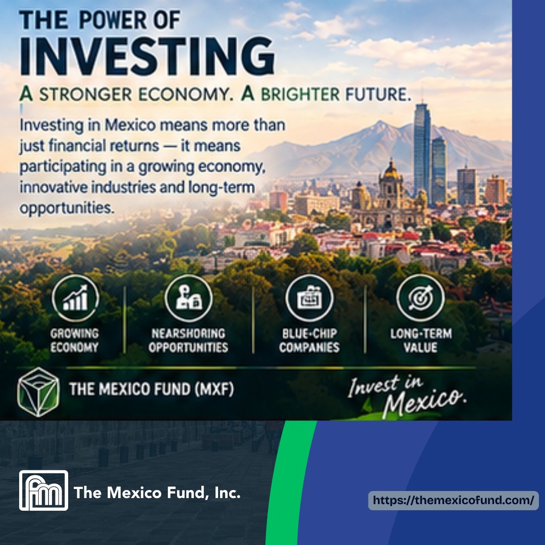 CEFNetwork's tweet photo. Strengthen your portfolio globally.👏

Learn more: https://t.co/M7nnvm3MNe

#MXF #MexicoFund #ClosedEndFund #EmergingMarkets #LatinAmericaInvesting #GlobalMarkets #LongTermGrowth #CEF #DividendInvesting #CapitalAppreciation #PortfolioStrategy https://t.co/RLLhyQuCO1