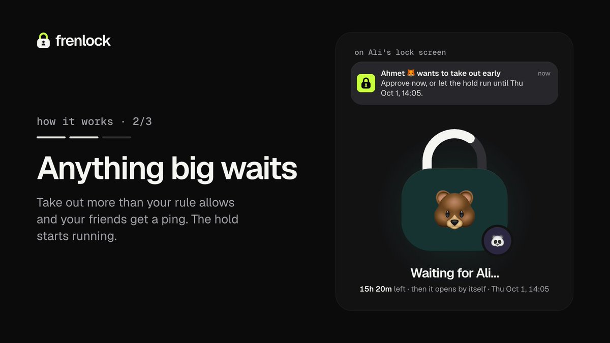 frenlockfun's tweet photo. 2/3: anything big waits.

take out more than your rule allows and your friends get a ping. the hold starts running. https://t.co/XXEyoWr430