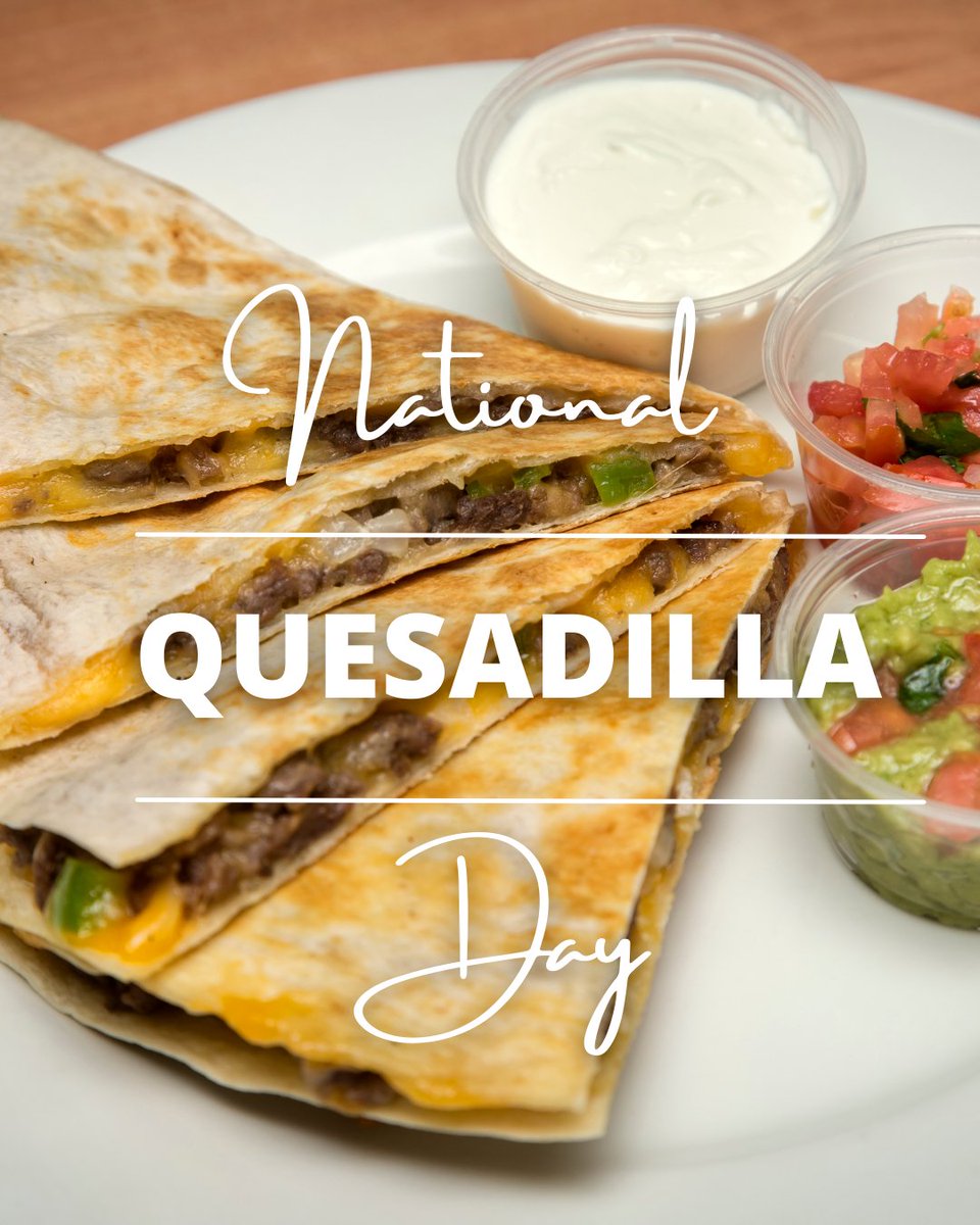 PhasesAndSpaces's tweet photo. Happy National Quesadilla Day! 🎉🌮 

Whether you like it loaded with cheese, packed with veggies, or stuffed with your favorite protein, today’s the perfect day to indulge in this crispy, melty goodness! 

How do you like your quesadilla? 🧀🔥 https://t.co/cxAwh9gKU8