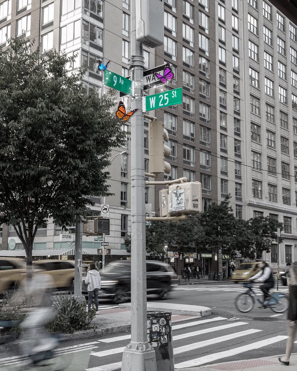 NYC_DOT's tweet photo. Dolly, this 9-2-5 is for you... 🦋 

Today (9/25) has been declared Dolly Parton Appreciation Day across Manhattan. 

NYC will Always Love You, @DollyParton! ✨ #9to5day https://t.co/f2ilMDp1Hs