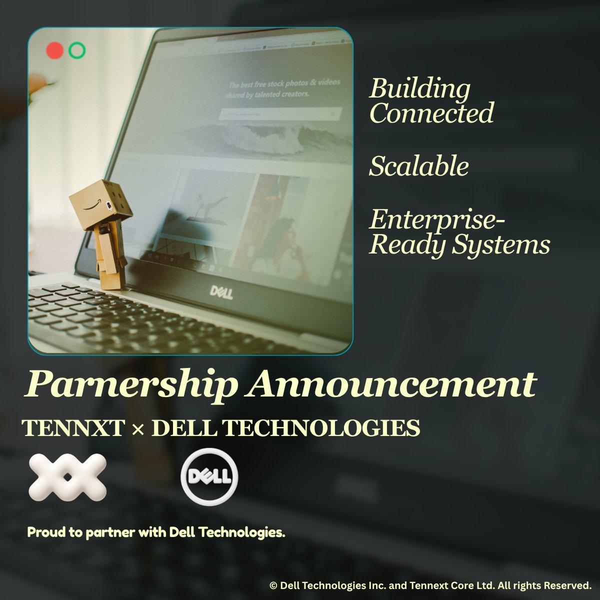 tennxtcore's tweet photo. A new chapter in enterprise technology.

TENNXT is proud to announce our new partnership with Dell Technologies.

Together, we’re expanding our ability to deliver connected, secure and scalable technology ecosystems for enterprises.

TENNXT × Dell

#TENNXT #DellTechnologies https://t.co/Mm3VTDjmka