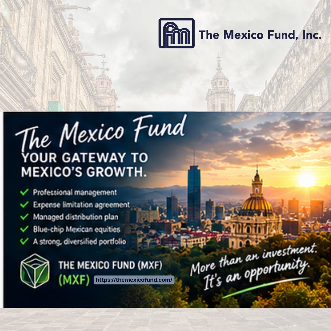 CEFNetwork's tweet photo. Income with a long-term perspective.💫

Learn more: https://t.co/M7nnvm3MNe

#MXF #MexicoFund #ClosedEndFund #EmergingMarkets #LatinAmericaInvesting #GlobalMarkets #LongTermGrowth #CEF #DividendInvesting #CapitalAppreciation #PortfolioStrategy https://t.co/OwfQVb2hNR