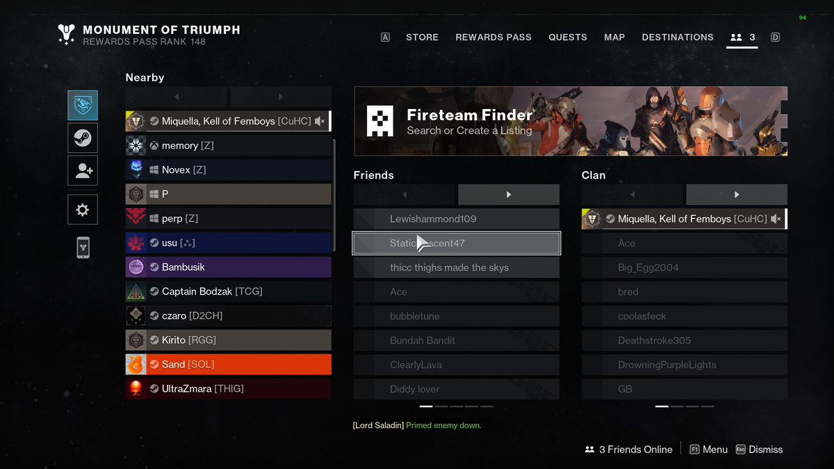 BanableBoy's tweet photo. @Destiny2Team  @A_dmg04 @Bungie matched these wonderful people in iron banner... wondering if there is meant to be a filter for chats? seemed a little over the top. I personally have no issue with 5 stacking IB but I do have a problem with THAT https://t.co/BZ1RWciOmg