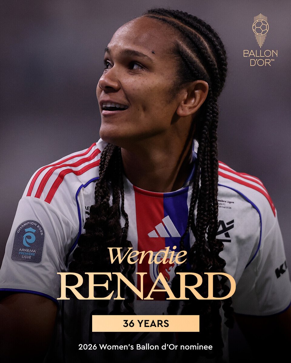 ballondor's tweet photo. GOLDEN VETERANS ✨ These are the oldest nominees for the 2026 Ballon d'Or awards ➡️

🇨🇻 Vozinha (40)
🇦🇷 Lionel Messi (39)
🇫🇷 Wendie Renard (36)

Do you know who the others are? 🤔 Discover the full ranking ➡️ https://t.co/9KjSF9zXQn

#ballondor https://t.co/WevEvfpAMn