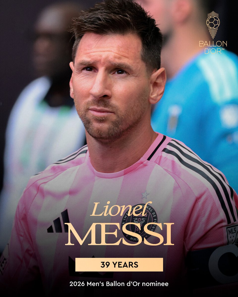 ballondor's tweet photo. GOLDEN VETERANS ✨ These are the oldest nominees for the 2026 Ballon d'Or awards ➡️

🇨🇻 Vozinha (40)
🇦🇷 Lionel Messi (39)
🇫🇷 Wendie Renard (36)

Do you know who the others are? 🤔 Discover the full ranking ➡️ https://t.co/9KjSF9zXQn

#ballondor https://t.co/WevEvfpAMn