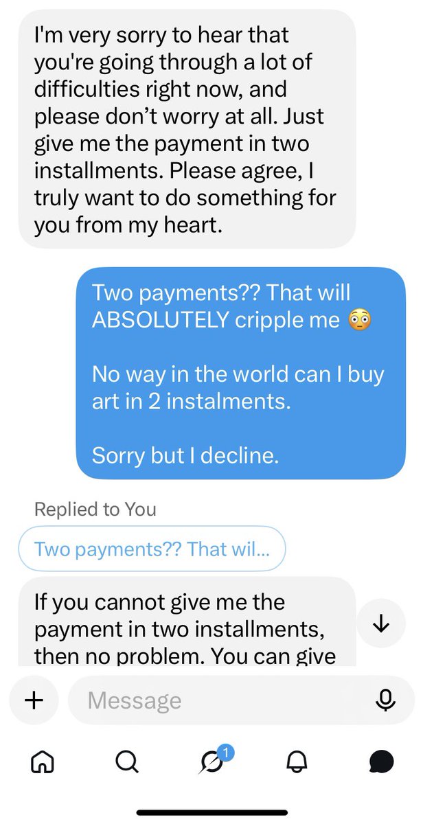 Know_That_Guy's tweet photo. THIS, here, is the reason I am extremely cautious when I get a follow from an artist.
Constant harassment and not taking no for an answer.
I wonโt stand for it!
I am a โpromoterโโฆ.
Do not follow me if youโre expecting me to commission.
#digitalartists #know_that_guy #promoter https://t.co/ym4OueUqMl