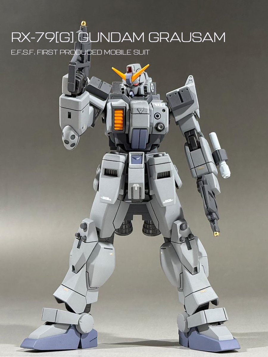 Adige5013's tweet photo. 久々の完成品です
HG 陸戦型ガンダムを現地改修のワンオフ機風にしてみました！

ジャンクパーツで現地改修風を再現してます！
名前はガンダム グラウザム[G]意味はドイツ語で無慈悲という意味です
 #ガンプラ  #gunpla https://t.co/VGfbduCM7C
