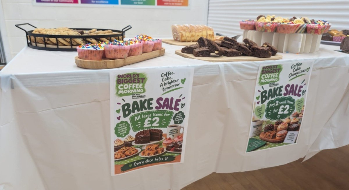 olive_bburn's tweet photo. What a fantastic #MacmillanCoffeeMorning! Our school community came together to enjoy cakes, coffee and conversation, all while raising money for the incredible work of @macmillancancer. Thank you to everyone who baked, donated and supported. ππ° #Macmillan #WeAreStar https://t.co/T6AdbjchqW