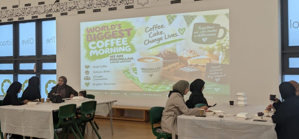 olive_bburn's tweet photo. What a fantastic #MacmillanCoffeeMorning! Our school community came together to enjoy cakes, coffee and conversation, all while raising money for the incredible work of @macmillancancer. Thank you to everyone who baked, donated and supported. ππ° #Macmillan #WeAreStar https://t.co/T6AdbjchqW