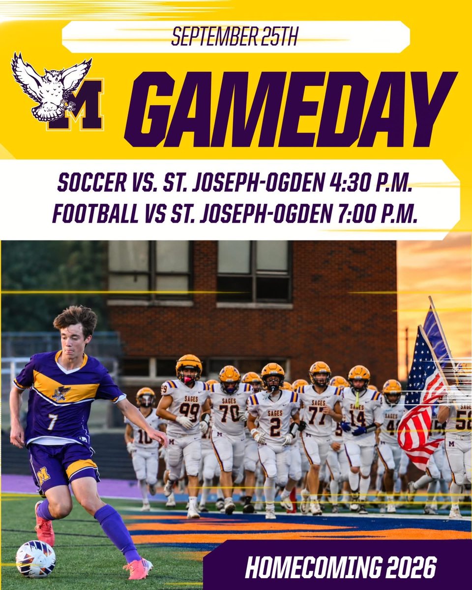 SagesAthletics's tweet photo. SAGE FANS, IT’S HOMECOMING 2026!

It’s a BIG day in Monticello! Here’s what’s happening today:

8:30 a.m. — Academic Assembly
Kindergarten–Senior Walk
10:00 a.m. — High School Pep Assembly
12:00 p.m. — Homecoming Parade

Parade Route:
Williams/Kratz/MHS → Buchanan → William → State → Livingston → Charter → Washington → State → Main → Charter → Jefferson

4:30 p.m. — Boys Soccer vs. SJO
5:45 p.m. — Athletic Hall of Fame Reception in Sievers Center
6:40 p.m. — Athletic Hall of Fame Induction
7:00 p.m. — Football vs. SJO

Halftime: MHS Hall of Fame Recognition & the Marching Sages! 

Have a GREAT Homecoming Friday, Sages! Enjoy the day, make some memories, and show your Sage pride!

#Homecoming2026 #GoSages