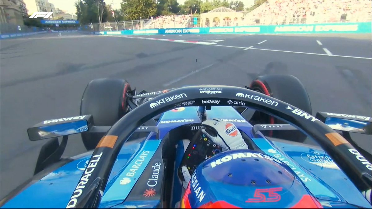 F1's tweet photo. 📻 "Vamos!" 

Carlos is through to Q3 💪

#F1 #AzerbaijanGP https://t.co/jYhBqlNRnX