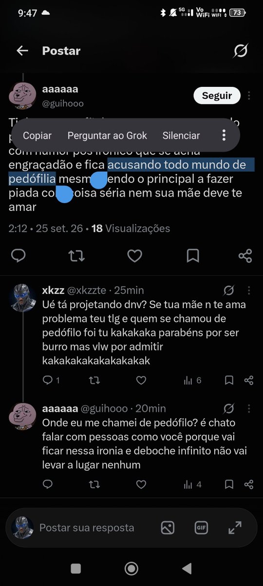 xkzzte's tweet photo. @guihooo @metechumbo22x Aonde eu te acusei burro do Crl agr q vc revelou q é pedofilia fica óbvio q vc se admitiu eu só questionei o pq vc quer q eu tenha menos de 14 anos mas agr vc admitiu a pedolofia não é problema meu https://t.co/OkfSkU9NPK