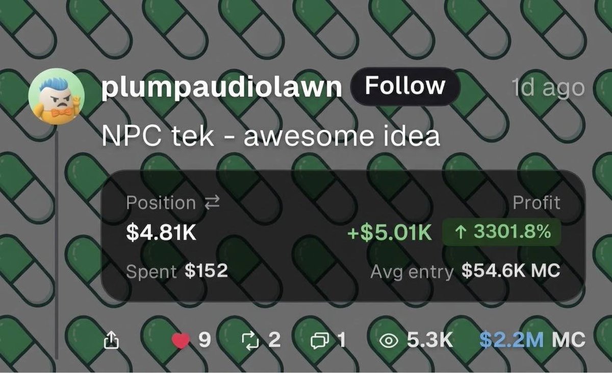 copypumpfun's tweet photo. solana:7GUnr7krtQhJwd6ASY2VUprd9t4c64zcgCsjdmZepump is up! trader 'plumpaudiolawn' is up 3301% after entering at $54.6K MC. https://t.co/CEpySOR5UM