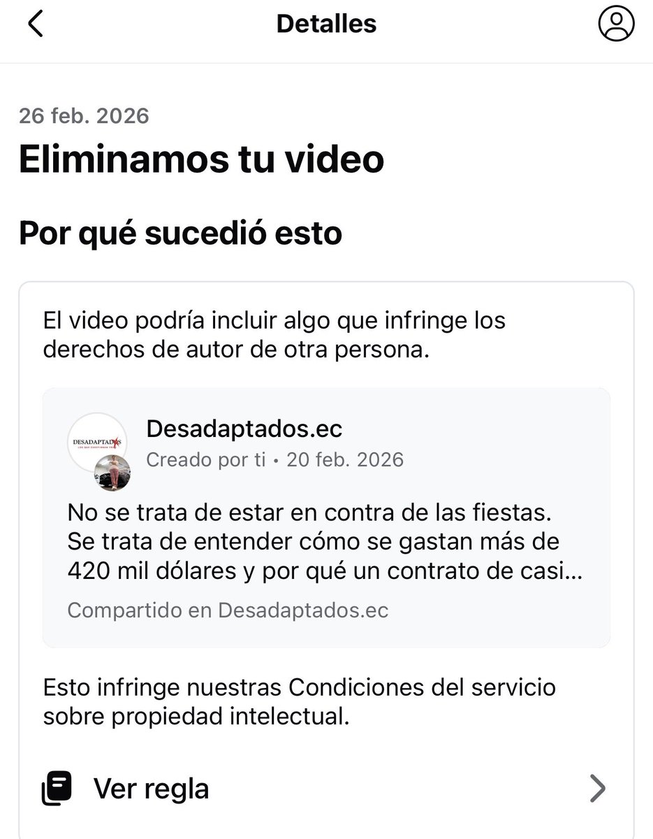 giolopezjr's tweet photo. Más de 10 contenidos reportados o afectados en @facebook y la gran mayoría vinculados a investigación y fiscalización en #Tena y #Napo. No voy a señalar responsables sin pruebas, pero el patrón merece atención.
Ya remitimos antecedentes a @FUNDAMEDIOS y hacemos un llamado a la @DEFENSORIAEC, @Meta.
Si buscaban que dejemos de investigar, pasó lo contrario: vamos a documentar más y publicar más.
@MoniVelasquezV @DomeVivanco @revistavistazo @EcuadorChequea @CentralNewsEC @EcEnDirecto @Blankimonki @BNPeriodismo @ElBalance_EC @onlypanasec @lahistoriaec @LupaMediaEC @LaDefensaEc @cesargarciarepo @fabriciovelav @jcarlosaizprua @usuariosdigital