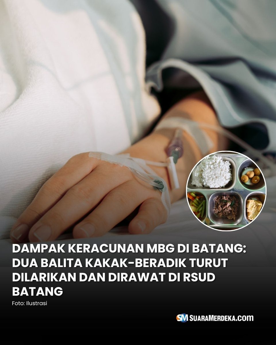 suaramerdeka's tweet photo. Insiden dugaan keracunan massal santapan Makan Bergizi Gratis (MBG) dari Kecamatan Bawang tidak hanya berdampak pada siswa sekolah, tetapi juga menyasar balita.
#suaramerdeka #suaramerdekacom #suaramerdekanetwork #batang #dampak #keracunan #rsudbatang https://t.co/ZaxzoYOnHL