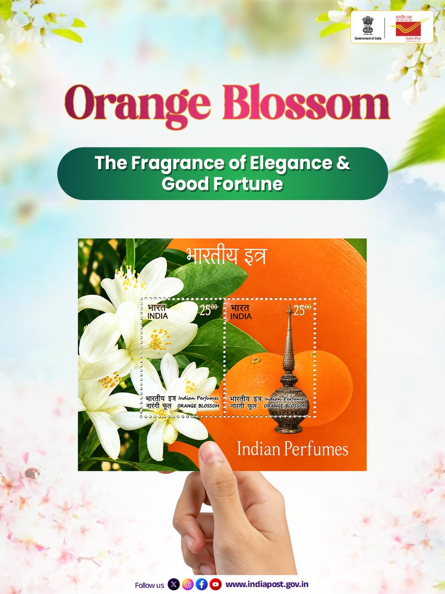 IndiaPostOffice's tweet photo. Who said stamps are only meant to be seen?

Discover India Post’s scented stamps featuring the rich notes of Agarwood and the elegance of Orange Blossom.

Want them? Visit: https://t.co/6tXuLnmYJE

#IndiaPost #ScentedStamps #Philately #IndianStamps #DakSewaJanSewa https://t.co/dfzE7o631U