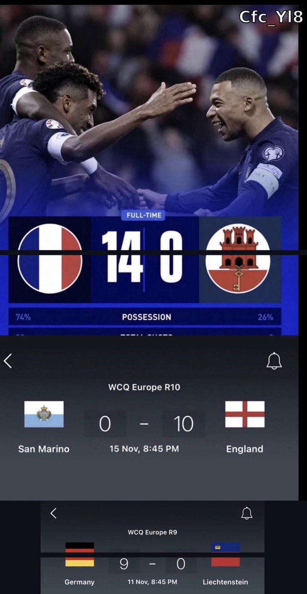 Cfc_Yl8's tweet photo. South America qualifiers will be forever be harder and more technical than the European qualifiers, if you do watch South America qualifiers well, you’d understand what I’m saying. 

I’m not surprised that Ronaldo is on almost 150 international goals, when he only plays against countries with players who are part time fishermen, plumbers et. “Andorra; San Marino, Estonia” some of these countries are 200th on FIFA ranking, but you’re telling me that European qualifiers is more difficult?? 😂 😭 

If Messi is from a European country, he will easily be on over 200 international goals because he’ll stat pad. Messi played qualifiers all his life against the likes of Brazil, Uruguay, Colombia, Chile, Ecuador who are all strong football nations and yet he still has scored over 100 international goals. 🐐 

That Mid ass Memphis is now the top scorer of Netherlands, I’m not surprised Lukaku is almost on 90 international goals for Belgium. “European qualifiers” UEFA should just stop allowing clowns like San Marino, Andorra, Latvia, Malta, Gibraltar etc to participate in qualifications, they’re making these mid players feel they’re good. I saw Doku balling too in World Cup qualification matches. Even Doku ??? 😭😂

How tf would a country concede 50 goals in 8 matches, yeah, World Cup qualifications. 14-0, 7-0, 8-0. wtf, you can’t see such clownish results in South American qualifications!  😂