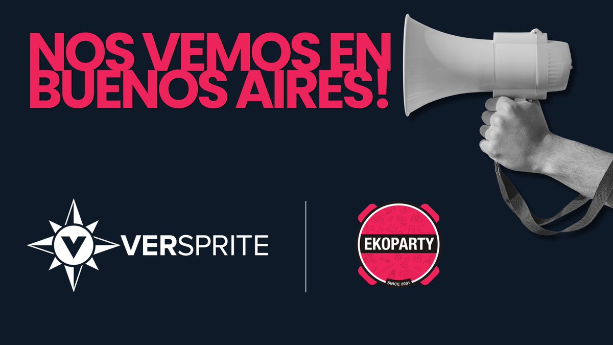 VerSprite's tweet photo. We're heading to Buenos Aires for EkoParty 🎉
Oct 7-9, the VerSprite team is there in person, running a CTF. Come test your skills against us and the community🚩
If you're at EkoParty, come say hi! https://t.co/iByoFeAfP2