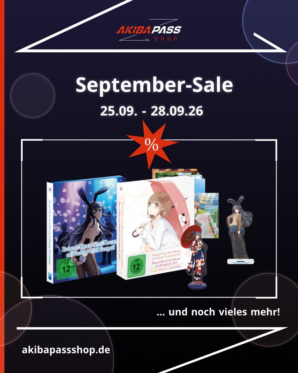 PepperAnime's tweet photo. Am 27.10. startet "Rascal Does Not Dream of a Dear Friend" in den deutschen Kinos! 🎬

Der perfekte Moment, die Serie jetzt noch schnell nachzuholen, allen voran mit der kompletten Staffel 1 Box.

Jetzt im AKIBA PASS SHOP unter SALE reinstöbern! Nur bis einschließlich Montag! https://t.co/CqVxyKqDZo
