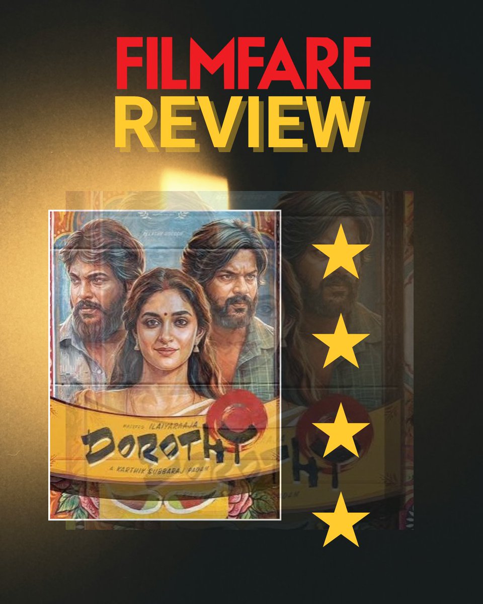 filmfare's tweet photo. 'Karthik Subbaraj starts Dorothy with all the familiar ingredients of a rural gangster drama — violence, honour, friendship and male bravado — only to pull the rug out from under the genre, with Sananth, Rishikanth and Keerthy Suresh at the centre of its emotional upheaval,' writes Rohit Panikker.

Rating: 4/5