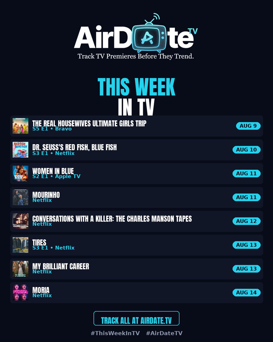 EleaseLinddhmt's tweet photo. This week’s TV premieres, all in one place. Track every new episode at AirDate. https://t.co/h7u4NPQ3Pi