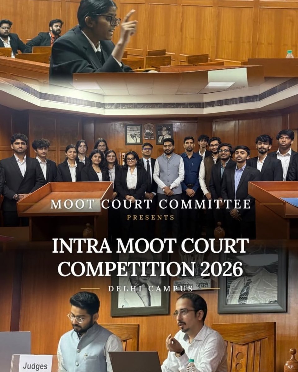 NFSU_Delhi's tweet photo. Moot Court Committee, School of Law, Forensic Justice & Policy Studies, NFSU, Delhi Campus, organised the Intra Moot Court Competition 2026 on Sep 18, 2026.
#NFSU #NFSUDelhi #MootCourtCommittee #IntraMootCourt #MootCourtCompetition #LegalEducation #OralAdvocacy #LawStudents https://t.co/CgDKJfZLZa